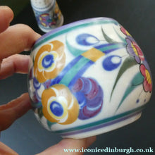 Load image into Gallery viewer, 1930s Truda Carter Poole Pottery Sugar Shaker and Round Pot  Fuchsia Pattern
