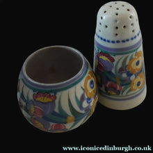 Load image into Gallery viewer, 1930s Truda Carter Poole Pottery Sugar Shaker and Round Pot  Fuchsia Pattern
