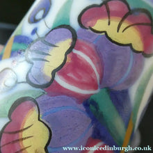 Load image into Gallery viewer, 1930s Truda Carter Poole Pottery Sugar Shaker and Round Pot  Fuchsia Pattern
