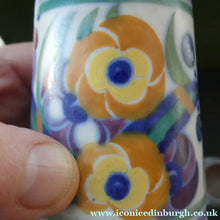Load image into Gallery viewer, 1930s Truda Carter Poole Pottery Sugar Shaker and Round Pot  Fuchsia Pattern
