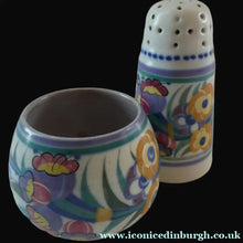 Load image into Gallery viewer, 1930s Truda Carter Poole Pottery Sugar Shaker and Round Pot  Fuchsia Pattern
