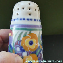 Load image into Gallery viewer, 1930s Truda Carter Poole Pottery Sugar Shaker and Round Pot  Fuchsia Pattern

