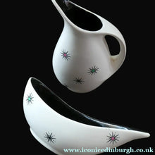Load image into Gallery viewer, TWO PIECES. Vintage 1950s Wade Shooting Stars Pattern Ceramic Dishes
