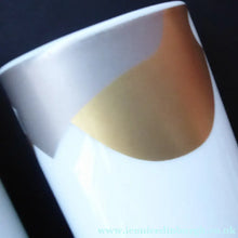 Load image into Gallery viewer, Two Vintage ROSENTHAL Studio Linie Porcelain Vases. Large and Small MATCHING PAIR with Gold and Silver Bird Abstract Design
