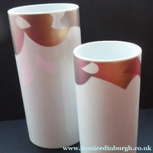 Load image into Gallery viewer, Two Vintage ROSENTHAL Studio Linie Porcelain Vases. Large and Small MATCHING PAIR with Gold and Silver Bird Abstract Design
