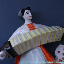 Load image into Gallery viewer, UKRAINE POTTERY. Vintage 1960s Figurine Cossacks Dancing and Playing Musical Instruments

