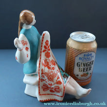 Load image into Gallery viewer, UKRAINIAN POTTERY. Vintage 1960s Porcelain Figurine Entitled "The Embroiderer" or "Girl Embroidering"
