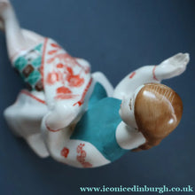 Load image into Gallery viewer, UKRAINIAN POTTERY. Vintage 1960s Porcelain Figurine Entitled "The Embroiderer" or "Girl Embroidering"
