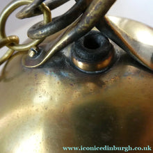 Load image into Gallery viewer, 1920s Antique Hanging Hall or Porch Lantern. Brass and Glass in the Gothic Style
