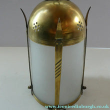 Load image into Gallery viewer, 1920s Antique Hanging Hall or Porch Lantern. Brass and Glass in the Gothic Style
