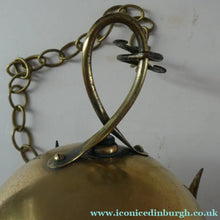 Load image into Gallery viewer, 1920s Antique Hanging Hall or Porch Lantern. Brass and Glass in the Gothic Style
