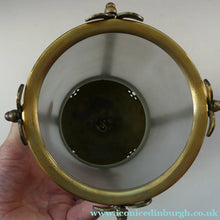 Load image into Gallery viewer, 1920s Antique Hanging Hall or Porch Lantern. Brass and Glass in the Gothic Style
