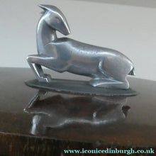 Load image into Gallery viewer, Unusual 1930s ART DECO Wooden Box with Hinged Lid. Metal Deer Sculpture on Lid (in the manner of Just Andersen)
