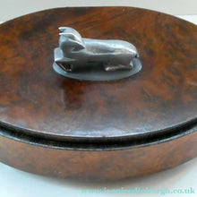 Load image into Gallery viewer, Unusual 1930s ART DECO Wooden Box with Hinged Lid. Metal Deer Sculpture on Lid (in the manner of Just Andersen)
