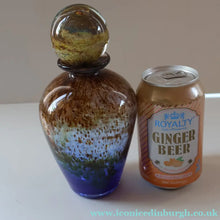 Load image into Gallery viewer, 1970s Isle of Wight AURENE Bottle Vase with Large Ball Stopper by Michael Harris with Flame Pontil
