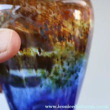 Load image into Gallery viewer, 1970s Isle of Wight AURENE Bottle Vase with Large Ball Stopper by Michael Harris with Flame Pontil
