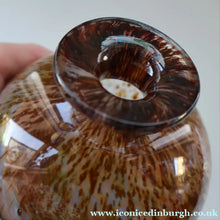 Load image into Gallery viewer, 1970s Isle of Wight AURENE Bottle Vase with Large Ball Stopper by Michael Harris with Flame Pontil
