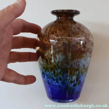 Load image into Gallery viewer, 1970s Isle of Wight AURENE Bottle Vase with Large Ball Stopper by Michael Harris with Flame Pontil
