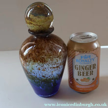 Load image into Gallery viewer, 1970s Isle of Wight AURENE Bottle Vase with Large Ball Stopper by Michael Harris with Flame Pontil
