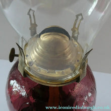 Load image into Gallery viewer, Antique Purple Glass Oil Lamp Complete. Possibly American. Signed MR

