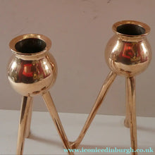 Load image into Gallery viewer, Late 19th Century Arts and Crafts Copper Candlesticks with Tripod Feet

