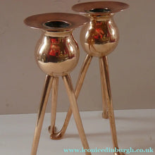 Load image into Gallery viewer, Late 19th Century Arts and Crafts Copper Candlesticks with Tripod Feet
