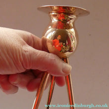 Load image into Gallery viewer, Late 19th Century Arts and Crafts Copper Candlesticks with Tripod Feet
