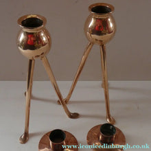 Load image into Gallery viewer, Late 19th Century Arts and Crafts Copper Candlesticks with Tripod Feet
