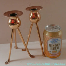 Load image into Gallery viewer, Late 19th Century Arts and Crafts Copper Candlesticks with Tripod Feet
