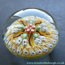 Load image into Gallery viewer, VASART Scottish Glass Paperweight with 5 Spokes; with yellow ground
