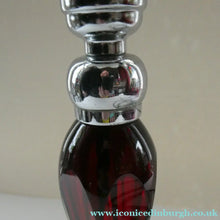 Load image into Gallery viewer,  EDWARDIAN Ruby Red Glass Lamp with White Glass Shade with Wavy Rim 
