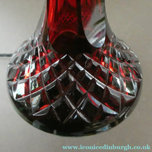 Load image into Gallery viewer,  EDWARDIAN Ruby Red Glass Lamp with White Glass Shade with Wavy Rim 
