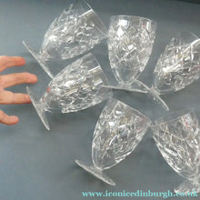 Load image into Gallery viewer, Unusual Vintage SET OF SIX Fine Lead Crystal Large JUICE GLASSES, possibly Webb Corbett
