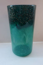 Load image into Gallery viewer, SCOTTISH GLASS. Vintage 1960s Strathearn Cylinder Shape Vase with Copper Aventurine Inclusions and Leaping Salmon Mark
