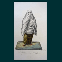 Load image into Gallery viewer, MALTESE ART. Early 19th Century Watercolour Costume Studies by Vincenzo Feneck. Algerian Lady with White Veil
