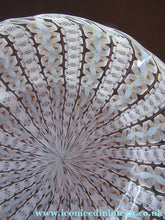 Load image into Gallery viewer, Venetian / Salviati Murano Glass Latticino Zanfirico Glass Finger Bowl &amp; Saucer; Gold Inclusions. Both with Frilled Edges
