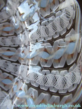 Load image into Gallery viewer, Venetian / Salviati Murano Glass Latticino Zanfirico Glass Finger Bowl &amp; Saucer; Gold Inclusions. Both with Frilled Edges
