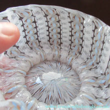 Load image into Gallery viewer, Venetian / Salviati Murano Glass Latticino Zanfirico Glass Finger Bowl &amp; Saucer; Gold Inclusions. Both with Frilled Edges
