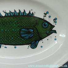 Load image into Gallery viewer, 1970's AQUARIUS Oval Plate. WASHINGTON POTTERY. Quirky Green Fish
