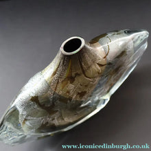 Load image into Gallery viewer, VERY LARGE 1990s Isle of Wight Studio ‘Azurene’ Fish Vase with Original Label (Timothy Harris; c 2009)

