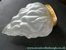 Load image into Gallery viewer, VERY LARGE Vintage 1930s Satin Glass ART DECO Light Shade in the Form of a Flaming Torch.

