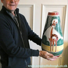 Load image into Gallery viewer, VERY LARGE Vintage 1950s / 60s NORWEGIAN Vase with Deer Decoration by Elle Pottery - European Ceramics
