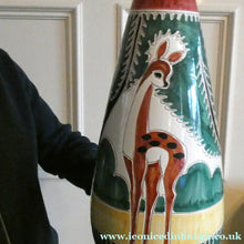 Load image into Gallery viewer, VERY LARGE Vintage 1950s / 60s NORWEGIAN Vase with Deer Decoration by Elle Pottery
