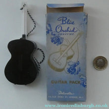 Load image into Gallery viewer, Very Rare 1930s Delavelle Blue Orchid Perfume Bottle in Novelty Guitar Case
