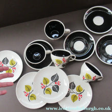 Load image into Gallery viewer, 1950s Wade Red Berries Rosehip Pattern, Trio: Cup, Saucer and Side Plate
