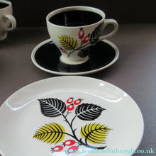 Load image into Gallery viewer, 1950s Wade Red Berries Rosehip Pattern, Trio: Cup, Saucer and Side Plate
