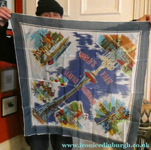 Load image into Gallery viewer, Very Rare 1962 World's Fair SEATTLE WASHINGTON Square Silk Scarf. Good Condition
