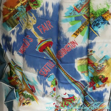 Load image into Gallery viewer, Very Rare 1962 World's Fair SEATTLE WASHINGTON Square Silk Scarf. Good Condition
