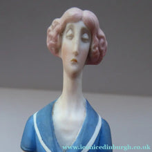 Load image into Gallery viewer, Very Rare Antique Bisque Porcelain SKINNY or Elongated  Figurine by Schafer &amp; Vater: BLACKPOOL MERMAID
