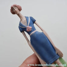 Load image into Gallery viewer, Very Rare Antique Bisque Porcelain SKINNY or Elongated  Figurine by Schafer &amp; Vater: BLACKPOOL MERMAID
